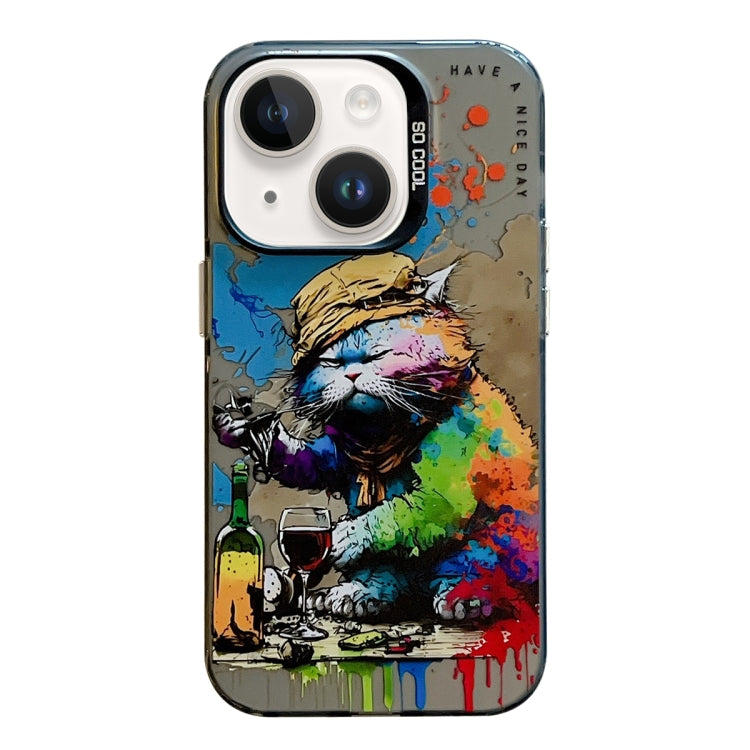 Série de peinture à l'huile de motif animal PC + étui de téléphone en TPU