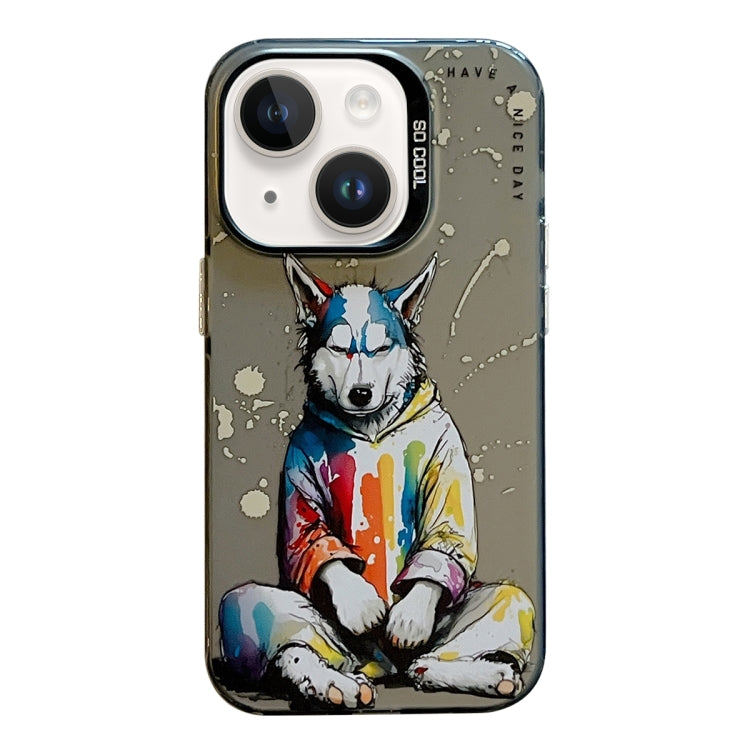 Série de peinture à l'huile de motif animal PC + étui de téléphone en TPU