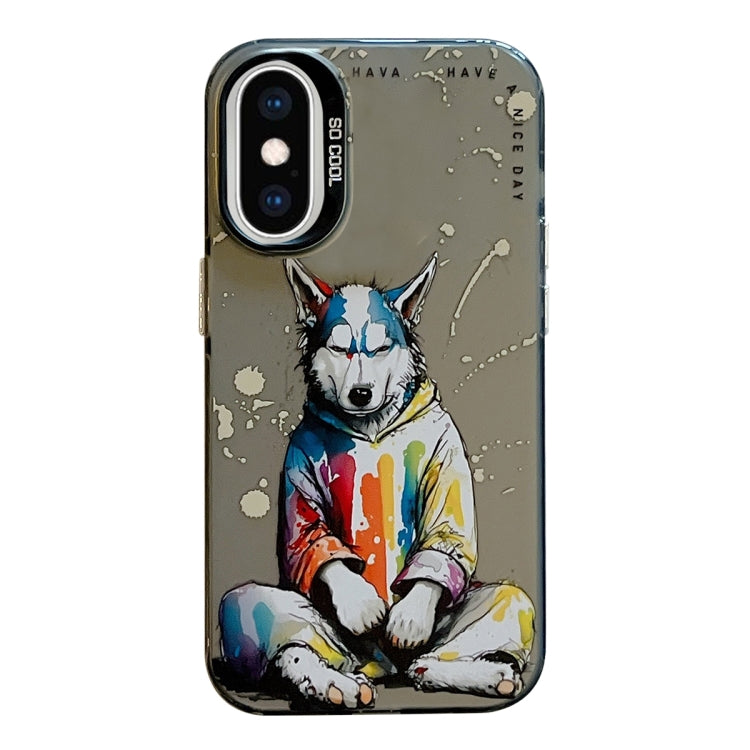 Pour iPhone XS Max Série de peinture à l'huile de motif animal PC + étui de téléphone en TPU, Series 4