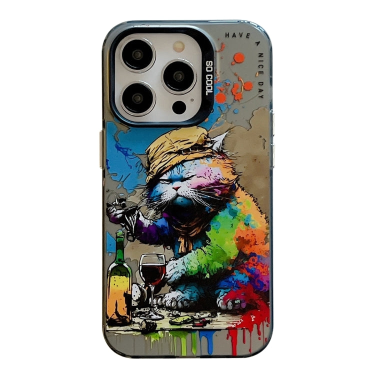 Série de peinture à l'huile de motif animal PC + étui de téléphone en TPU