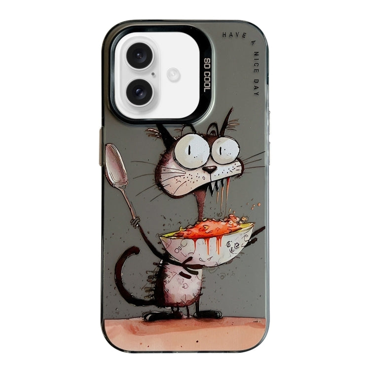 Pour iPhone 16 Plus Série de peinture à l'huile de motif animal PC + étui de téléphone en TPU, Series 6