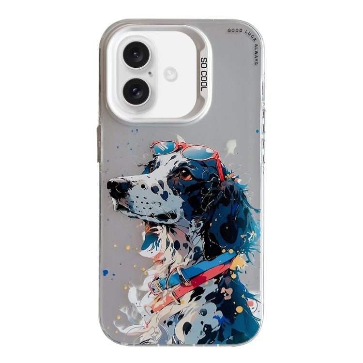 Pour iPhone 16 Plus Série de peinture à l'huile de motif animal PC + étui de téléphone en TPU, Series 6