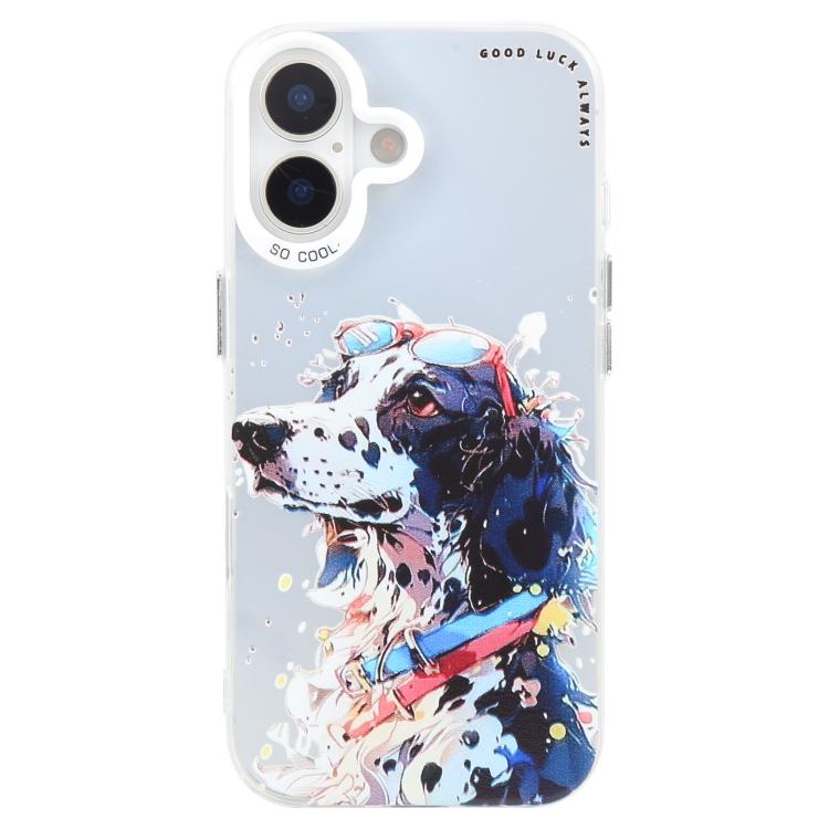 Série de peinture à l'huile de motifs animaliers en PC + coque en TPU, pour iPhone 16