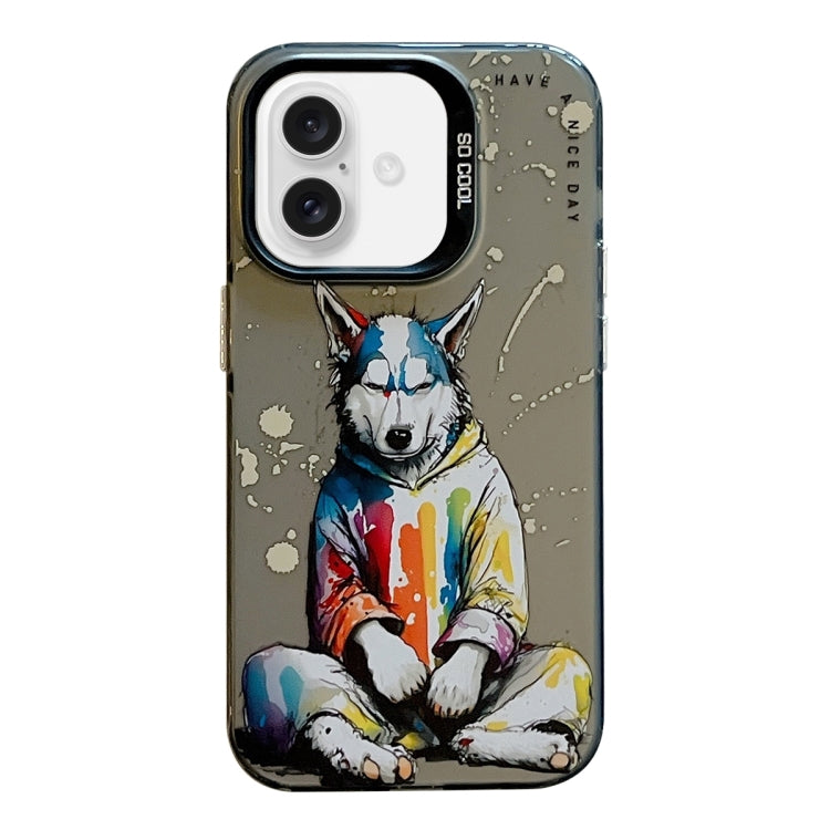 Pour iPhone 16 Plus Série de peinture à l'huile de motif animal PC + étui de téléphone en TPU, Series 6