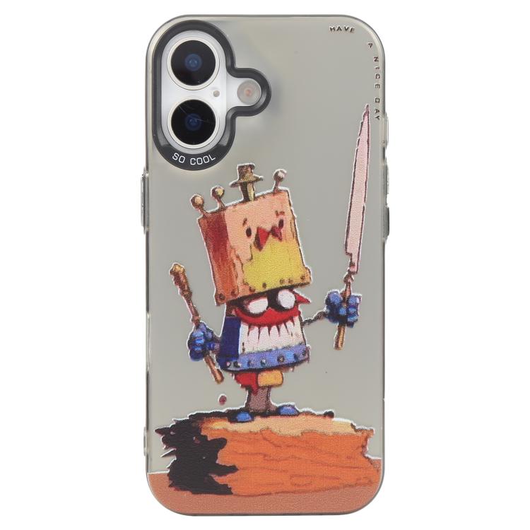 Série de peinture à l'huile de motifs animaliers en PC + coque en TPU, pour iPhone 16