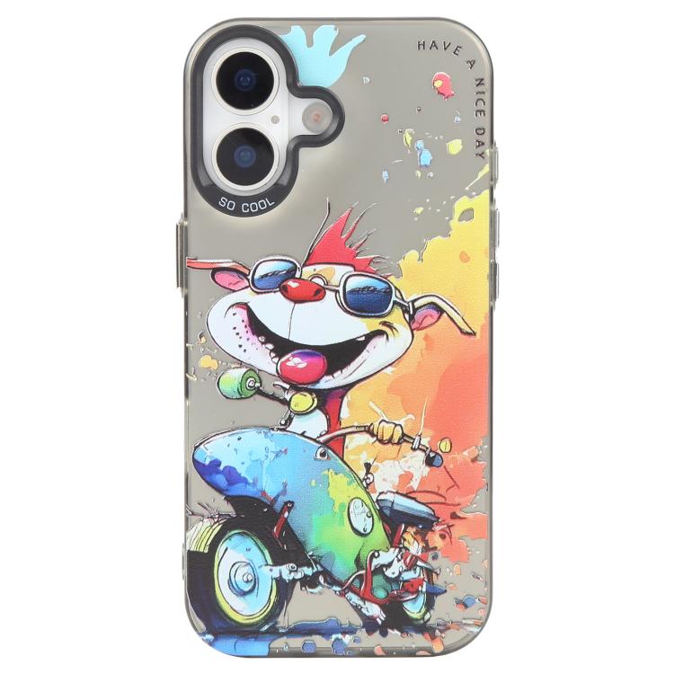 Série de peinture à l'huile de motifs animaliers en PC + coque en TPU, pour iPhone 16