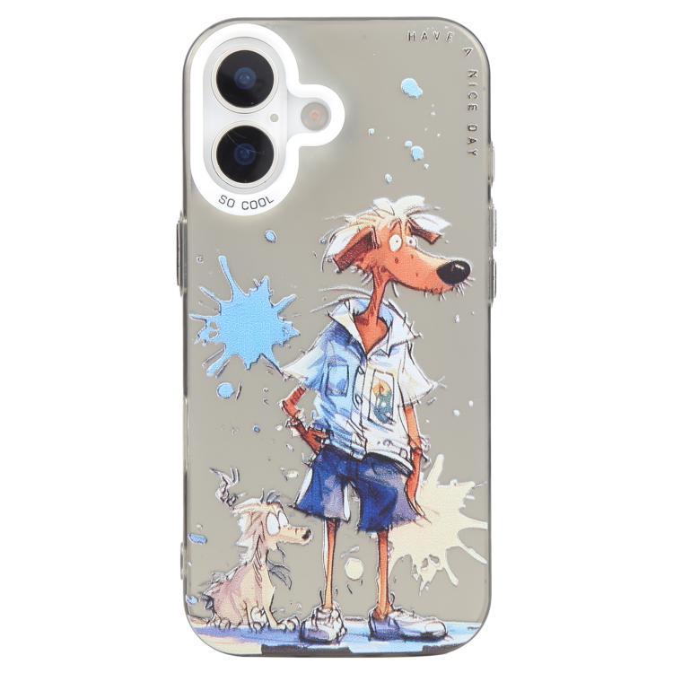 Série de peinture à l'huile de motifs animaliers en PC + coque en TPU, pour iPhone 16