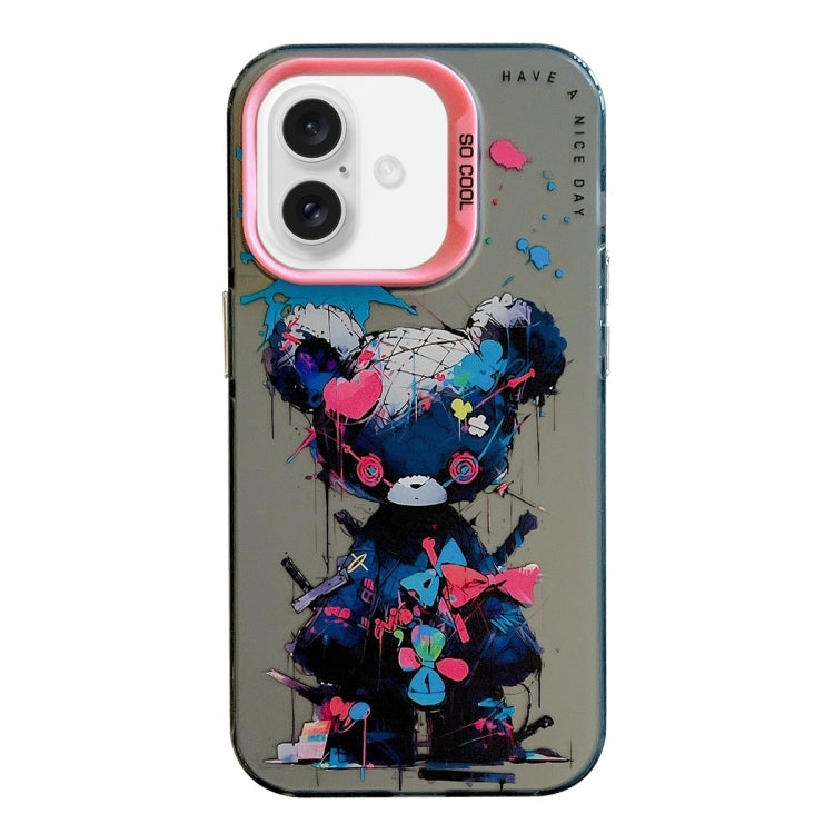 Pour iPhone 16 Plus Série de peinture à l'huile de motif animal PC + étui de téléphone en TPU, Series 6