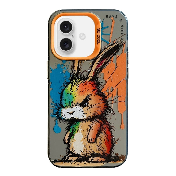 Pour iPhone 16 Plus Série de peinture à l'huile de motif animal PC + étui de téléphone en TPU, Series 6