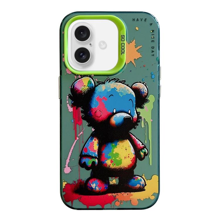 Série de peinture à l'huile de motifs animaliers en PC + coque en TPU, pour iPhone 16 Pro Max