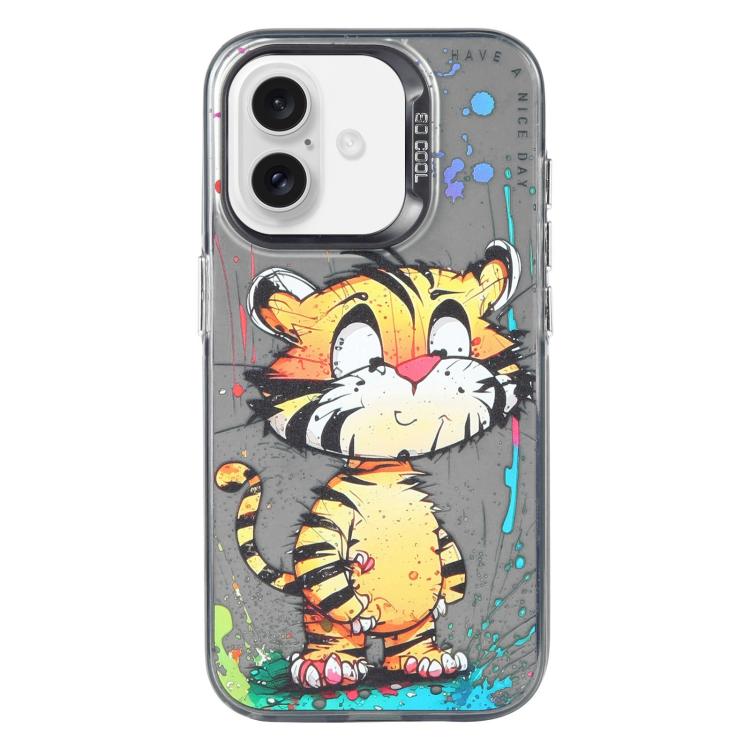 Série de peinture à l'huile de motifs animaliers en PC + coque en TPU, pour iPhone 16 Pro Max