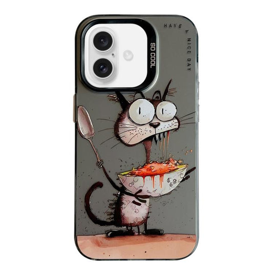 Série de peinture à l'huile de motifs animaliers en PC + coque en TPU, pour iPhone 16 Pro Max