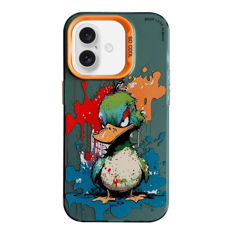Série de peinture à l'huile de motifs animaliers en PC + coque en TPU, pour iPhone 16 Pro Max
