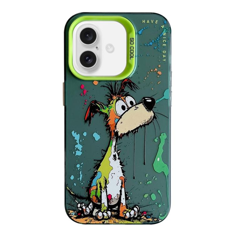 Série de peinture à l'huile de motifs animaliers en PC + coque en TPU, pour iPhone 16 Pro Max