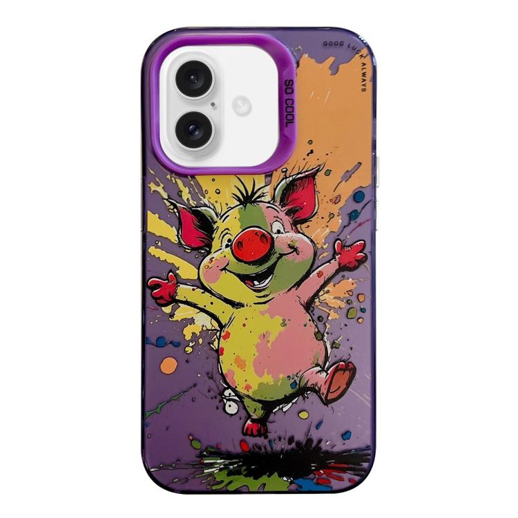 Série de peinture à l'huile de motifs animaliers en PC + coque en TPU, pour iPhone 16 Pro Max