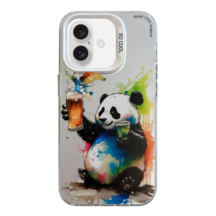Série de peinture à l'huile de motifs animaliers en PC + coque en TPU, pour iPhone 16 Pro Max
