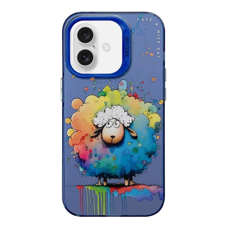 Série de peinture à l'huile de motifs animaliers en PC + coque en TPU, pour iPhone 16 Pro Max