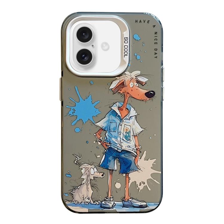 Série de peinture à l'huile de motifs animaliers en PC + coque en TPU, pour iPhone 16 Pro Max
