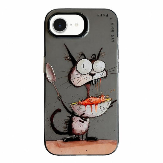 Série de peinture à l'huile de motifs animaliers en PC + coque en TPU, pour iPhone 17