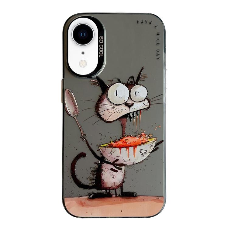 Série de peinture à l'huile de motif animal PC + étui de téléphone en TPU, For iPhone XR