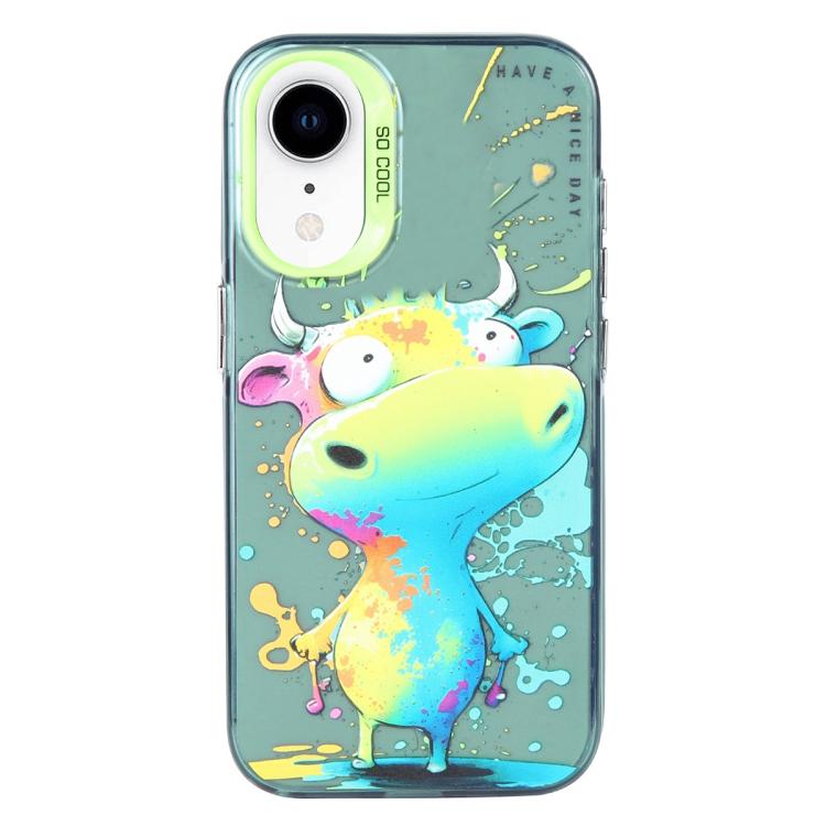 Série de peinture à l'huile de motif animal PC + étui de téléphone en TPU, For iPhone XR