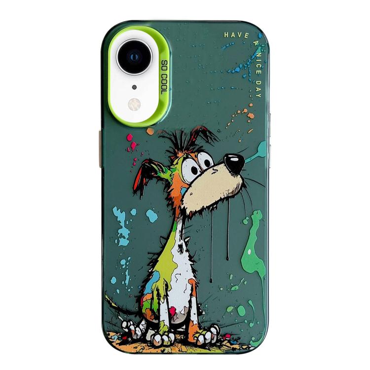 Série de peinture à l'huile de motif animal PC + étui de téléphone en TPU, For iPhone XR