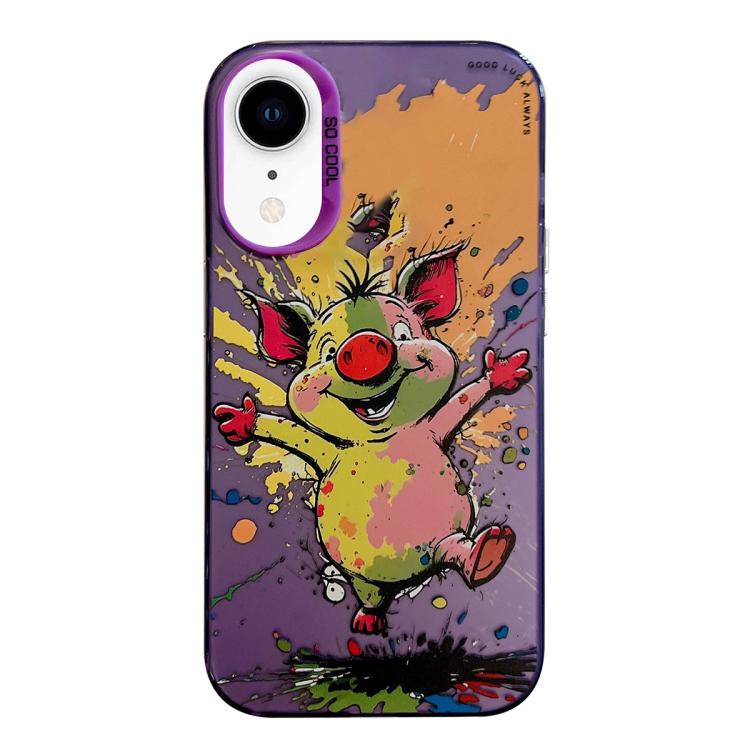 Série de peinture à l'huile de motif animal PC + étui de téléphone en TPU, For iPhone XR
