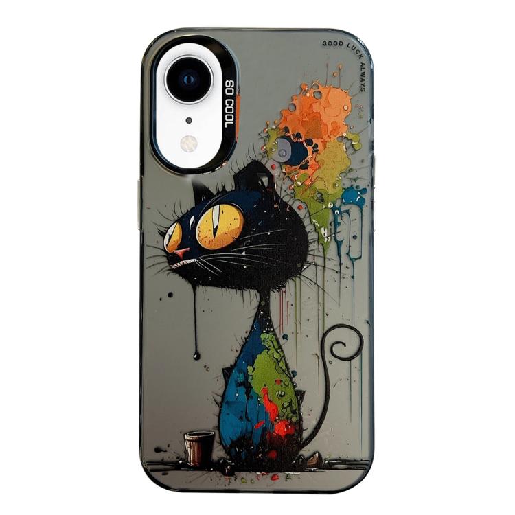 Série de peinture à l'huile de motif animal PC + étui de téléphone en TPU, For iPhone XR