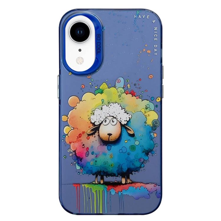 Série de peinture à l'huile de motif animal PC + étui de téléphone en TPU, For iPhone XR