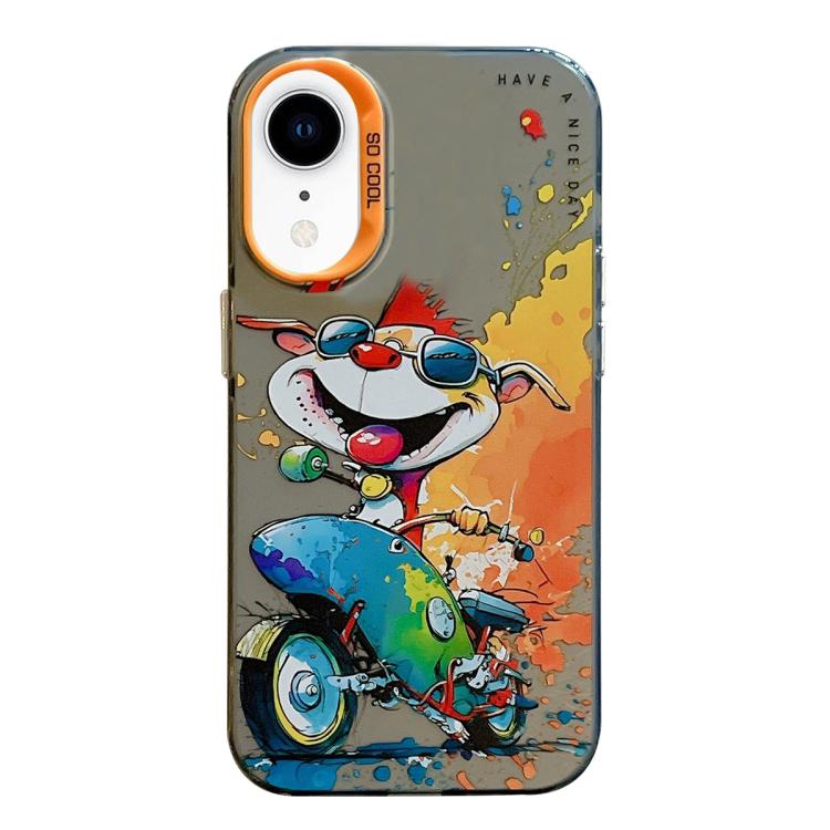 Série de peinture à l'huile de motif animal PC + étui de téléphone en TPU, For iPhone XR