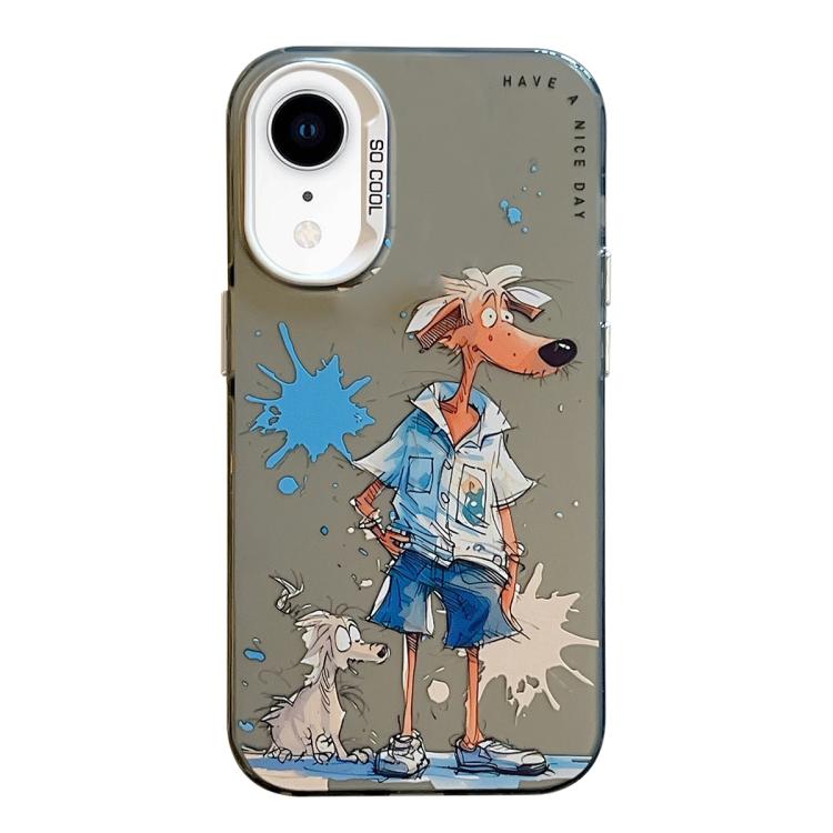 Série de peinture à l'huile de motif animal PC + étui de téléphone en TPU, For iPhone XR