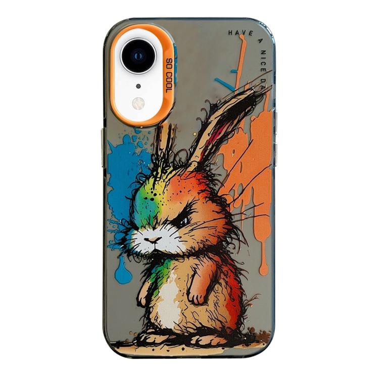 Série de peinture à l'huile de motif animal PC + étui de téléphone en TPU, For iPhone XR