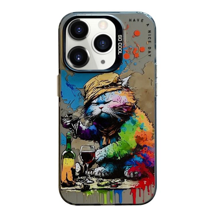Série de peinture à l'huile de motif animal PC + étui de téléphone en TPU, For iPhone 11 Pro