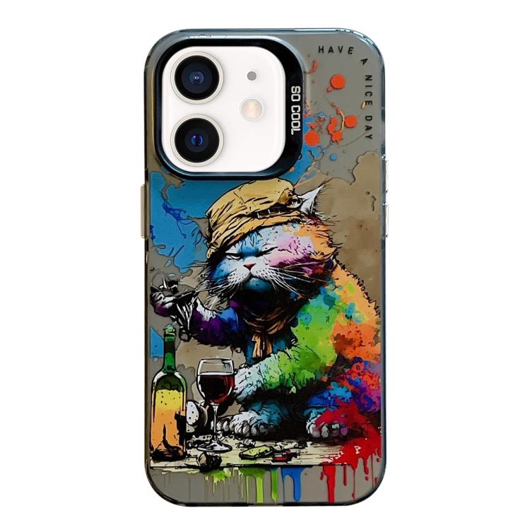 Série de peinture à l'huile de motifs animaliers en PC + coque en TPU, pour iPhone XS Max