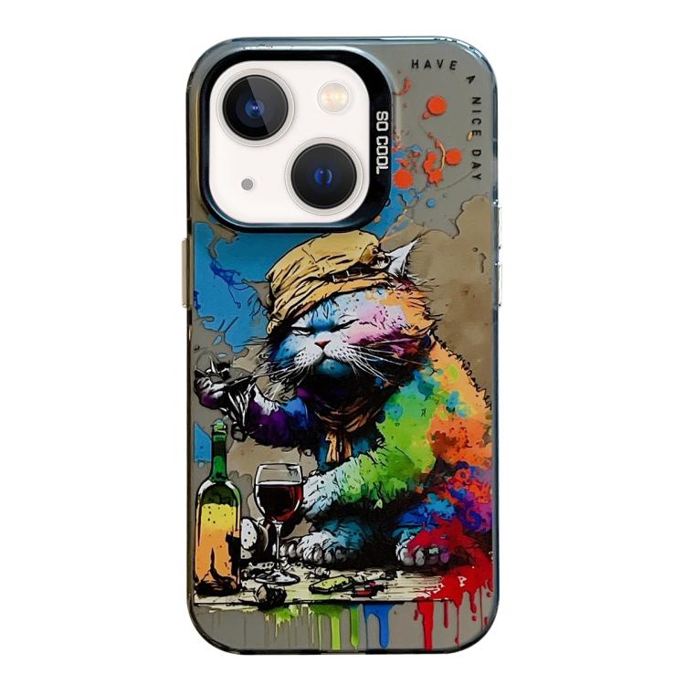 Série de peinture à l'huile de motifs animaliers en PC + coque en TPU, pour iPhone 12 Pro