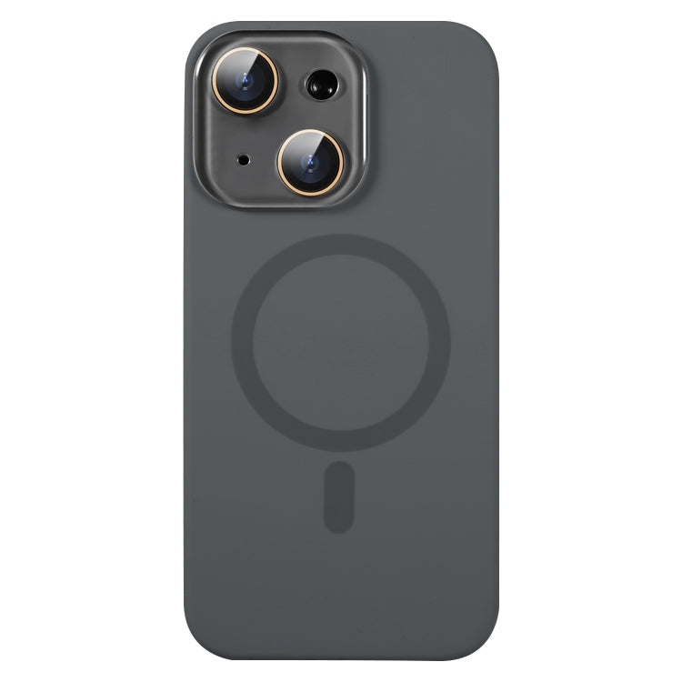 Étui de téléphone à couverture complète en silicone liquide MagSafe avec film pour objectif