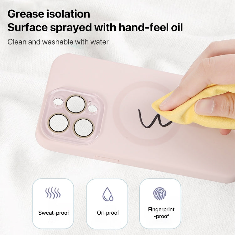 Étui de téléphone à couverture complète en silicone liquide MagSafe avec film pour objectif