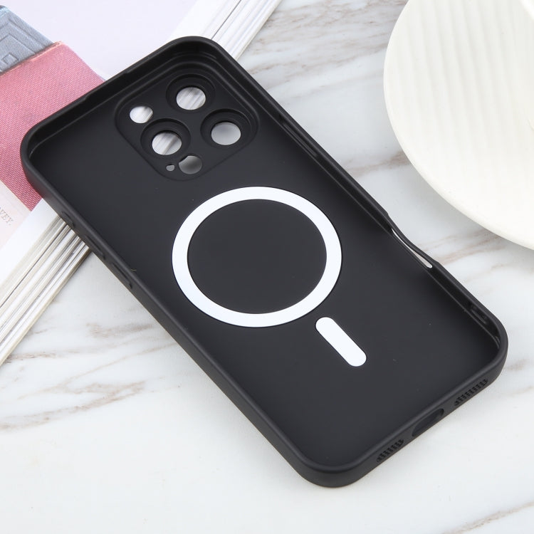 Coque de téléphone MagSafe en silicone TPU liquide de couleur unie