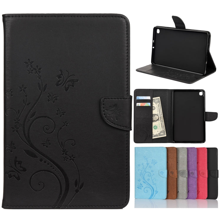 Étui à rabat horizontal  en similicuir avec motif de gaufrage de fleurs papillons avec support, fentes pour cartes et portefeuille, pour Samsung Galaxy Tab A7 10.4 (2020), Galaxy Tab A 8.4 (2020), Galaxy Tab S8 / S7 / S6