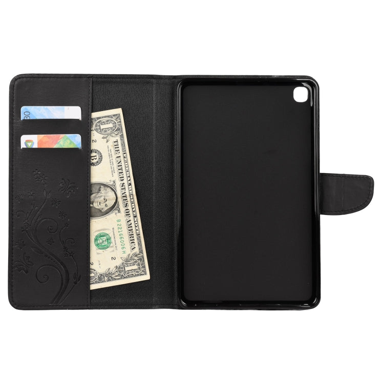 Étui à rabat horizontal  en similicuir avec motif de gaufrage de fleurs papillons avec support, fentes pour cartes et portefeuille, pour Samsung Galaxy Tab A7 10.4 (2020), Galaxy Tab A 8.4 (2020), Galaxy Tab S8 / S7 / S6