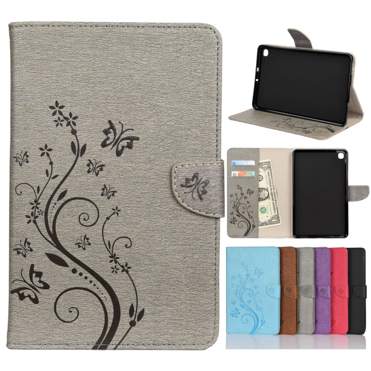Étui à rabat horizontal  en similicuir avec motif de gaufrage de fleurs papillons avec support, fentes pour cartes et portefeuille, pour Samsung Galaxy Tab A7 10.4 (2020), Galaxy Tab A 8.4 (2020), Galaxy Tab S8 / S7 / S6