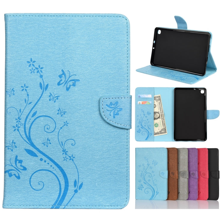 Étui à rabat horizontal  en similicuir avec motif de gaufrage de fleurs papillons avec support, fentes pour cartes et portefeuille, pour Samsung Galaxy Tab A7 10.4 (2020), Galaxy Tab A 8.4 (2020), Galaxy Tab S8 / S7 / S6