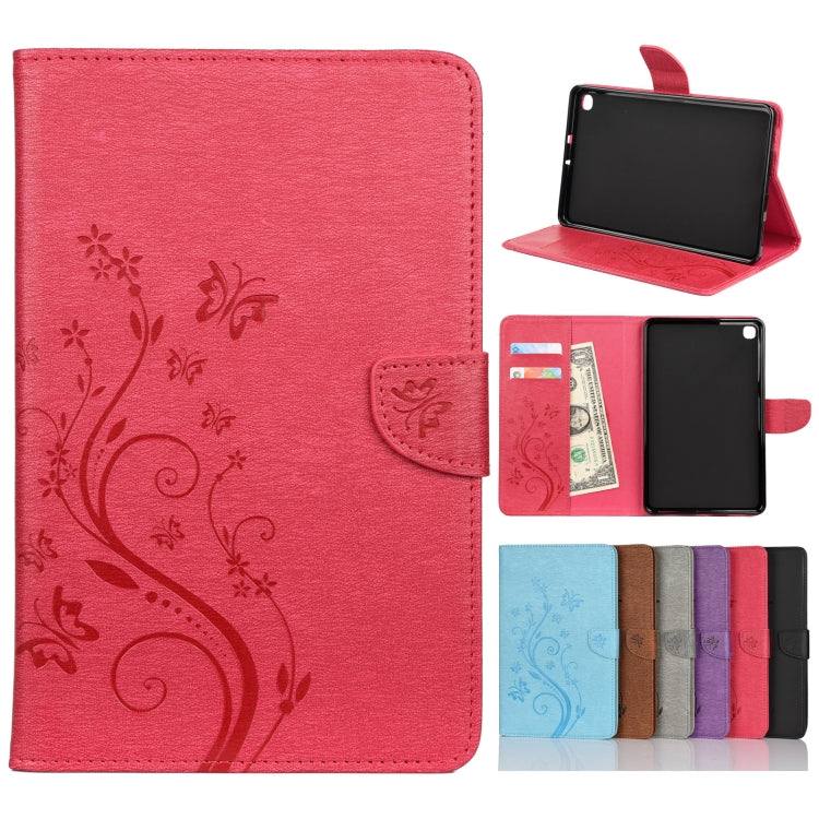 Étui à rabat horizontal  en similicuir avec motif de gaufrage de fleurs papillons avec support, fentes pour cartes et portefeuille, pour Samsung Galaxy Tab A7 10.4 (2020), Galaxy Tab A 8.4 (2020), Galaxy Tab S8 / S7 / S6