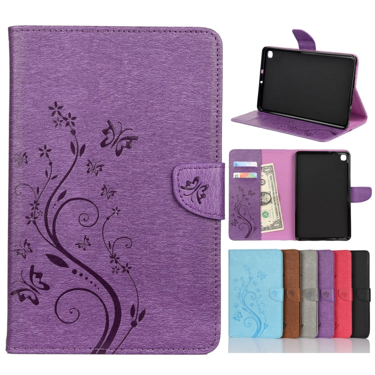 Étui à rabat horizontal  en similicuir avec motif de gaufrage de fleurs papillons avec support, fentes pour cartes et portefeuille, pour Samsung Galaxy Tab A7 10.4 (2020), Galaxy Tab A 8.4 (2020), Galaxy Tab S8 / S7 / S6