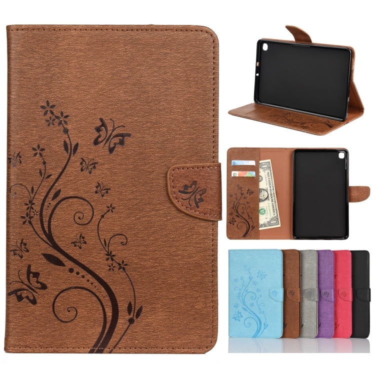 Étui à rabat horizontal  en similicuir avec motif de gaufrage de fleurs papillons avec support, fentes pour cartes et portefeuille, pour Samsung Galaxy Tab A7 10.4 (2020), Galaxy Tab A 8.4 (2020), Galaxy Tab S8 / S7 / S6