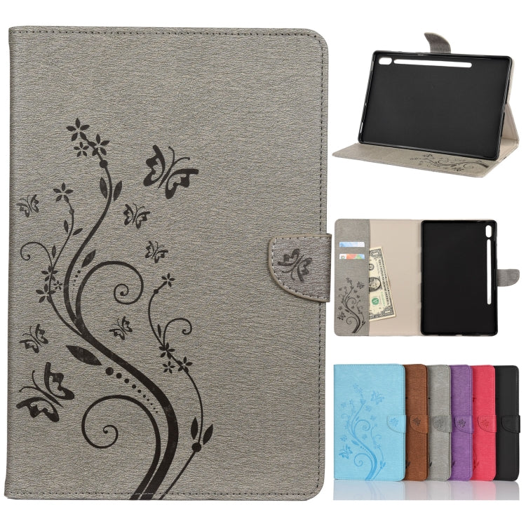 Étui à rabat horizontal  en similicuir avec motif de gaufrage de fleurs papillons avec support, fentes pour cartes et portefeuille, pour Samsung Galaxy Tab A7 10.4 (2020), Galaxy Tab A 8.4 (2020), Galaxy Tab S8 / S7 / S6