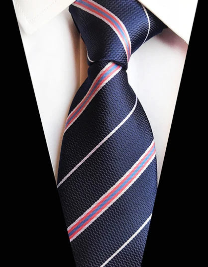 Cravate Élégante pour Homme (8 cm) en Soie – Motifs Rayures et Carreaux pour Costume, Mariage et Busines