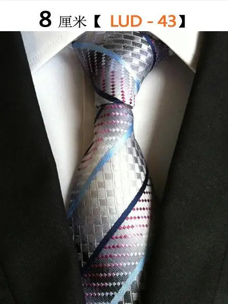 Cravate Homme en Soie (8 cm) – Motifs Rayures et Carreaux, Élégance Business et Mariage