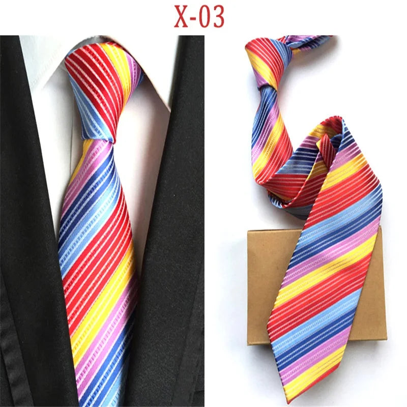 Cravate Élégante pour Homme (8 cm) en Soie – Motifs Rayures et Carreaux pour Costume, Mariage et Busines