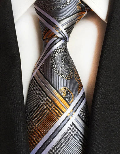 Cravate Élégante pour Homme (8 cm) en Soie – Motifs Rayures et Carreaux pour Costume, Mariage et Busines